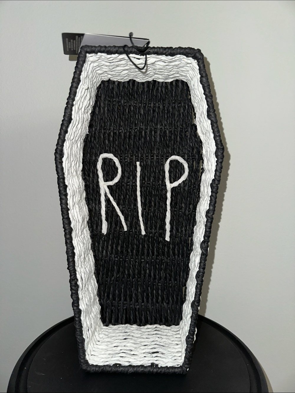 Black & White RIP Coffin Basket - Home Accents